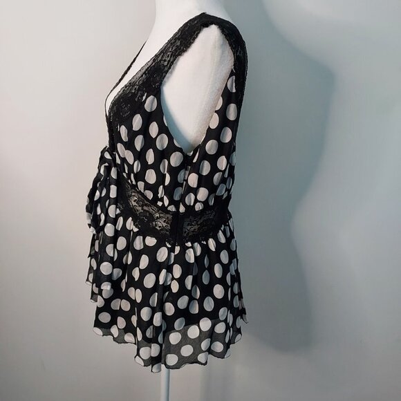 Robert Rodriguez Black and White Polka Dot Lace Top - Picture 9 of 11
